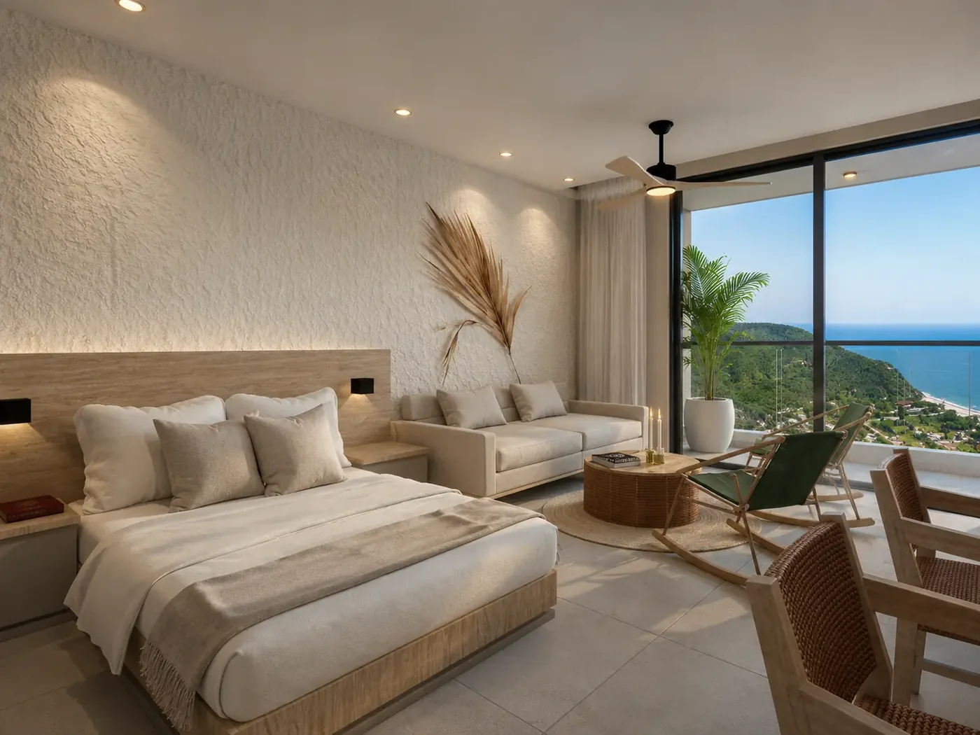 Sea-view bedroom in a Verona Beach apartasuite